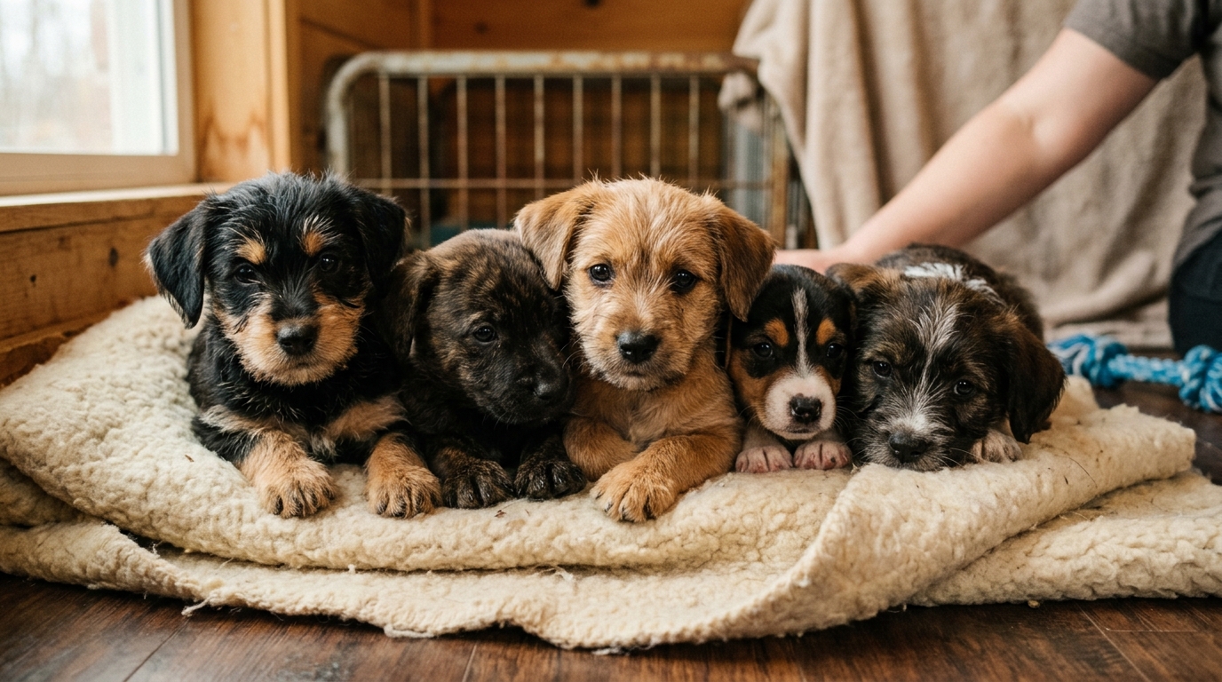 Douze chiots sauvés d'un élevage clandestin